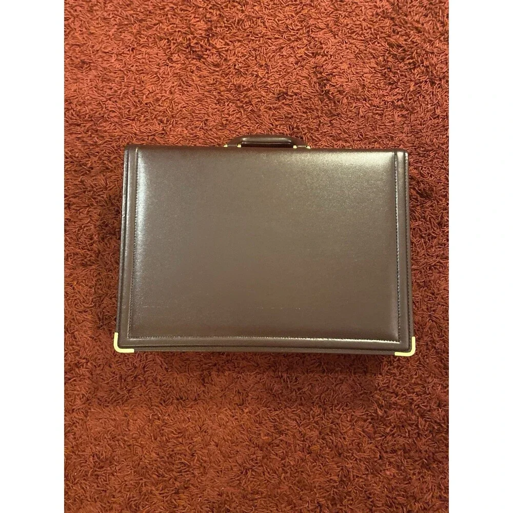 Burgundy Leather Briefcase w/ Combination Lock Executive Business Attache Case